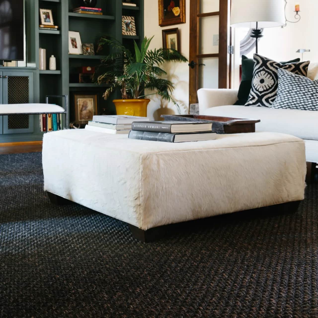 Halifax Sable sisal rug in transitional living room